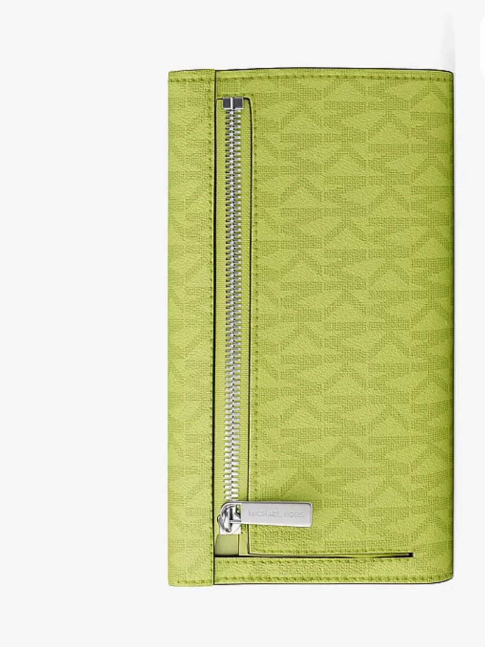 Michael KORS Jet Set Large Signature Logo Tri-Fold Wallet Trifold Lime NWT